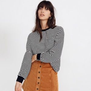 Madewell Longsleeve Stripe Tee in Burgundy XXS